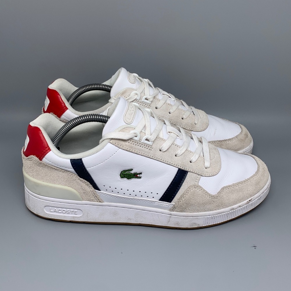 Lacoste Court Cage White Leather Tennis Shoes Men's Sz 11.5